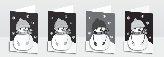 3D snowman card BW