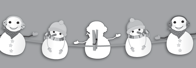 Dangling Snowmen BW