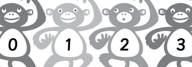 Monkey Numberline BW 0-10