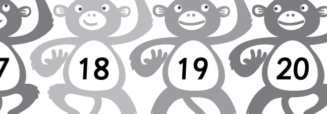 Monkey Numberline BW 11-20